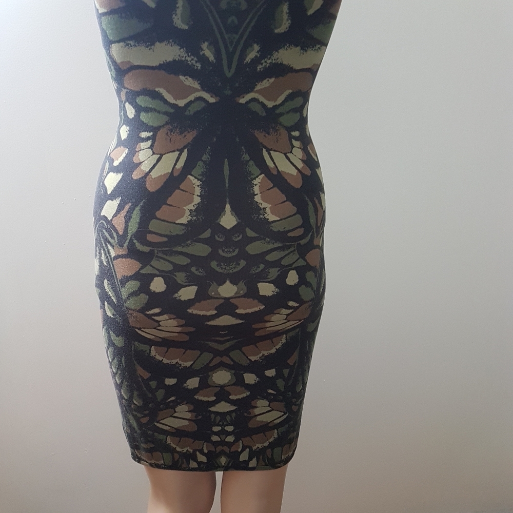 Alexander McQueen MCQ Sleeveless Animal Print Camo Mob Wife Mini Dress Sz S - Picture 11 of 14